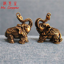 Copper Auspicious Elephant Statue Small Ornaments Retro Brass Feng Shui Animal Home Decor Office Desk Decorations Keyring Charms 2024 - buy cheap