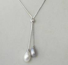 Free shipping stunning big 8-9mm baroque white gray freshwater pearl necklace pendant 2024 - buy cheap