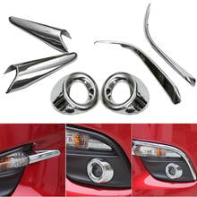 For Mazda 3 M3 Axela 2017 2018 Chrome Front Fog Light Lamp Cover Trim Foglight Garnish Strip Bumper Eyebrow Eyelid Molding 2024 - buy cheap