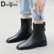 DORATASIA New Fashion Female Concise Ankle Boots 2020 Autumn Daily Chunky Heels Boots Women Square Toe Zip Solid Shoes Woman 2024 - buy cheap