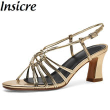 Insicre New Arrival Gold Square High Heel Sexy Gladiator Sandals Women Summer  Peep Toe Ankle Strap Wedding Party Slingback Shoe 2024 - buy cheap