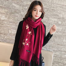 Winter Women Wool Blanket Scarf Women Cashmere Scarves Embroidery Ethnic Style Long Shawls and Wraps Blanket Warm Pashmina Scarf 2024 - buy cheap