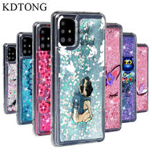 Capa para celular samsung galaxy, silicone tpu macio, transparente, glitter líquido, a51, a71, s20 plus ultra 2024 - compre barato