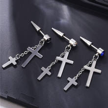 1PCS Ladies Fashion Punk Ear Studs Titanium Cross Pendant Drop Dangle Tassel Chain Earrings Modern Women Trend Jewelry Gift 2024 - buy cheap