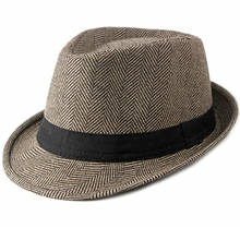 HT2751 Мужская джазовая шляпа ретро полосатая фетровая шляпа осень зима для мужчин мужской джентльмен Дерби Трилби шляпа повседневная черная фетровая шляпа с лентой 2024 - купить недорого