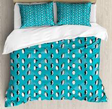 Turquoise Blue Duvet Cover Set Icebergs and Penguins 3 Piece Bedding Set Dark Turquoise Charcoal Grey Earth Yellow Pale Blue 2024 - buy cheap