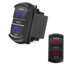 Monitor de bateria de voltagem em led, voltímetro duplo, indicador 12v-24v, carro barco y98e 2024 - compre barato