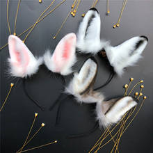 3 Colors Hand-made Pink White Gray Bunny Rabbit Ears Cosplay Costume Hairhoop Headwear Headband for Girl Women 2024 - buy cheap