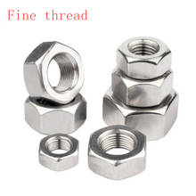 DIN934 Fine thread hex nut Stainless steel A2 SUS 304 M6*0.75,M8*1.0,M10*1.0/1.25,M12*1.0/1.25/1.5,M14*1.5,M16*1.5,M20*1.5 2024 - buy cheap