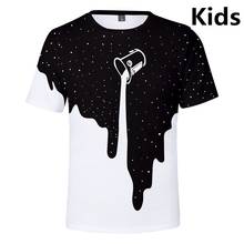 3 a 14 anos crianças t camisa derramando leite estrela pintura balde 3d impresso camiseta meninos menina de manga curta t camisas roupas adolescentes 2024 - compre barato