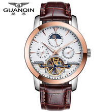 2019 GUANQIN clock men Mechanical Tourbillon style Automatic waterproof stainless steel strap date gold watch Erkek kol saati 2024 - buy cheap