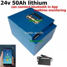 Bateria de íon de lítio 24v, 50ah, pacote com função de comunicação, bluetooth, bms, aplicativo para motocicleta, barcos agv + carregador 5a 2024 - compre barato