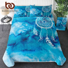 Conjunto de roupa de cama aquarela azul king, roupas de cama para adultos e crianças estilo chinês capa de colcha 3 peças 2024 - compre barato