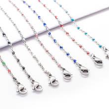 Doreenbeads colar de esmalte de metal, corrente de cabo de ligação de aço inoxidável para colares unissex, joias para presente, 45cm/50cm/60cm de comprimento, 1 peça 2024 - compre barato