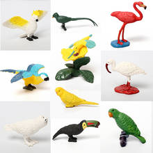 Imitação de mini flamingo, papagaio, toucan, beija-flor, modelo de estatueta de animais, decoração para casa, acessórios de decoração de jardim, presente 2024 - compre barato