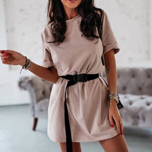 Casual solid new women's dress including belt solid color home loose sports fashion leisure dresses summer 2020 New Women Dress 2024 - buy cheap