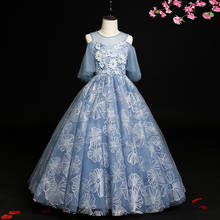 2022 Luxury New Flowers Girls Party Dress Embroidered Formal Bridesmaid Wedding Girl Christmas Princess Ball Gown Birthday Dress 2024 - buy cheap