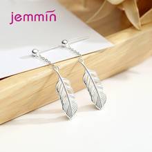 925 Sterling Silver Stud Earrings For Women Girls Party 2021 Trend Feather Design Fashion Jewelry Wholesale 2024 - buy cheap