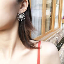 2 Pcs/Set Temperament Women Earrings Sunflower Geometric Silver Color Earring Set Fashion Prom Party Jewelry 2024 - buy cheap