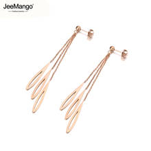 JeeMango-pendientes de diseño Original de titanio y acero inoxidable, 3 uds., borla de gotas de agua para mujer, aretes colgantes bohemios, JE19202 2024 - compra barato