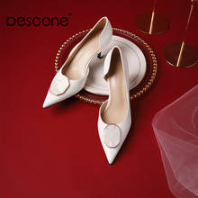 BESCONE Spring Autumn Wedding Pumps Shoes For Women Thin Basic Heels Pointed Toe CRYSTAL Elegant Style White Fashion Shoes BM872 2024 - buy cheap