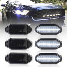 Автомобильная светодиодная белая Передняя решетсветильник Canbus, комплект фар DRL Для Ford Mustang 2015-2019, дымовые линзы, 6 шт. 2024 - купить недорого