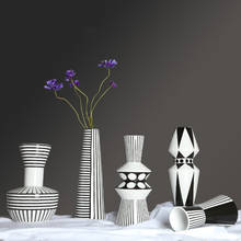 Nordic Geometric Ceramic Vase Black and White Bottle Scandinavian Modern Home Desk Decoration Living Room Table Countertop Vases 2024 - buy cheap