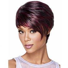 Синтетический короткий прямой парик для черных женщин, натуральные черные и красные волосы, высокотемпературные парики для ежедневного использования 2024 - купить недорого