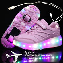 Sapatos de patins luminosos para crianças, tamanhos 27 a 43, rodas de led brilhantes, tênis infantis com carregador usb 2024 - compre barato