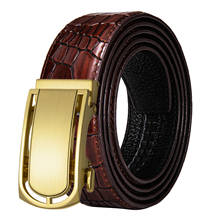 Famous Brand Men Genuine Leather Belts Alloy Automatic Buckle Luxury Crocodile Pattern Brown Cowskin Designer Belts DiBanGu 2024 - buy cheap