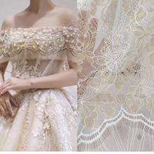 Vestido de noiva bordado estilo boho, 3 metros por peça, leve, dourado, com renda, 150cm de largura 2024 - compre barato