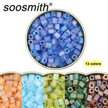 4mm  Rainbow Square Frosted  Glass Beads Charms Beads for Jewelry Making Diy Loose Beads Bracelet Necklace Beads Bead 2024 - buy cheap