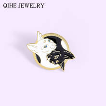 Black White Witch Cats Couple Enamel Pin Yin Yang Animal Brooch For Women Men Bag Clothes Badge Gifts Lapel Pin Buckle 2024 - buy cheap