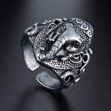 Gothic Exaggerated Vintage Adjustable Punk Silvery Animal Elephant Ring for Men Women Boho Carved Knuckle Midi Rings Party Gift 2024 - buy cheap