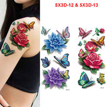 10 листов Водонепроницаемый цвет съемные Временные татуировки 3D бабочки наклейки пион Блестки для боди-арта удаление Поддельные тела живопись 2024 - купить недорого