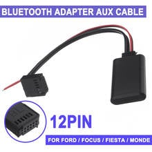 Adaptador para carro, ford, adaptador para fiesta, 12v, bluetooth, cabo auxiliar, música, estéreo 2024 - compre barato