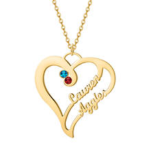 Personalizado duplo nome colar de coração pingentes personalizado birthstone aço inoxidável ouro para as mulheres presente irmã presentes do dia da mãe 2024 - compre barato