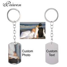 Custom DIY Tag Photo Keychain Stainless Steel Engraved photograph Keychain Charm Keyring Jewelry For Mothers Fathers Day Gift 2024 - buy cheap