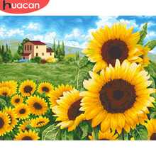 HUACAN Sunflower Painting By Number Drawing On Canvas HandPainted Art Gift DIY Pictures By Number Flower Kits Home Decor 2024 - buy cheap