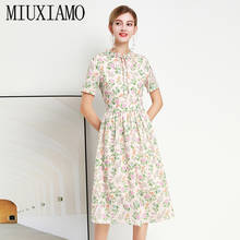 MIUXIMAO 2020 Summer Dress Runway Design Casual Dress Women  Flower Print Short Sleeve Vintage Dress Women vestido 2024 - buy cheap