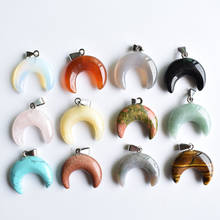 2020 New assorted natural stone mixed moon shape charms pendants  for Necklace jewelry making Wholesale 12pcs/lot free 2024 - buy cheap