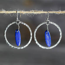 Grande círculo oco metal balançar brincos para mulher tribal indiano marinha azul gotas pedra vintage jóias z3d424 2024 - compre barato
