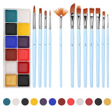 12 Colors Face Body Painting Kit Safe Tattoo Art Makeup Oil with 12 Nylon Paint Brushes for Children Halloween Party Drama 2024 - buy cheap