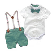Baby Clothes Summer Boys Suits Newborn Gentleman Party Dress Soft Cotton Solid Jumpsuit + Suspender Pants Infant Toddler Set 2024 - buy cheap