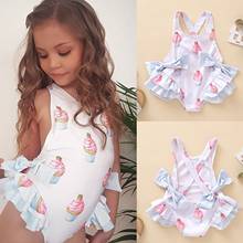 Hot Swimsuit For Young Girls Baby Kids Girls Cute Ice Cream Print Bow Backless One Piece Swimwear Swimsuit 2021 комплекты одежды 2024 - buy cheap