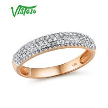 VISTOSO Gold Rings For Women Genuine 14K 585 Rose Gold Ring Sparkling Diamond Promise Engagement Rings Anniversary Fine Jewelry 2024 - buy cheap