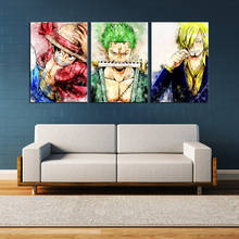 Luffy/sanji/zoro uma peça imagem abstrata arte de arte anime cartaz quadros da lona parede para decoração do quarto 2024 - compre barato