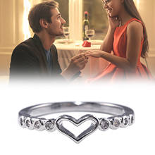 Anel de zircônio cúbico, joias de casamento, anel de noivado feminino, cristal, formato de coração, novo presente para festa 2024 - compre barato
