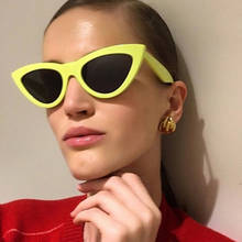 2021 Модные солнцезащитные очки женские брендовые дизайнерские винтажные треугольные солнцезащитные очки кошачий глаз в стиле ретро Oculos De Sol "прозрачный океан" UV400 2024 - купить недорого