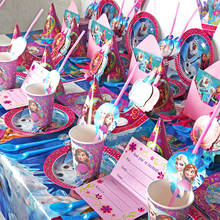 Decoraciones para fiesta de cumpleaños de princesa Elsa de Frozen de Disney, servilleta bonita para fiesta de bebé, suministros desechables, 93 unids/lote 2024 - compra barato